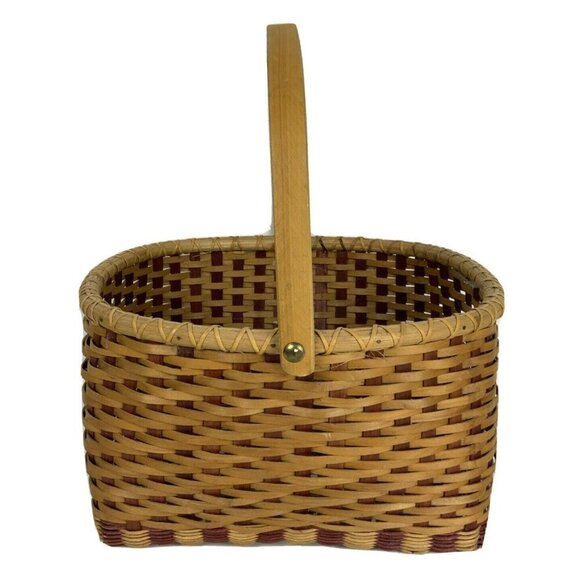 Wicker Vegetable Gathering Basket With Handle Red Brown Storage Organizer - Picture 3 of 7